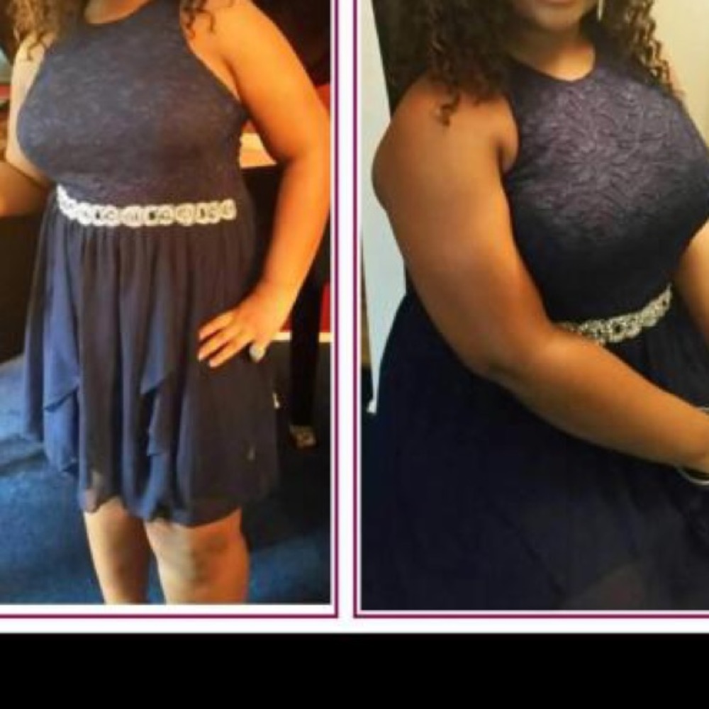 Cute navy formal dress. Worn once to a homecoming dance.